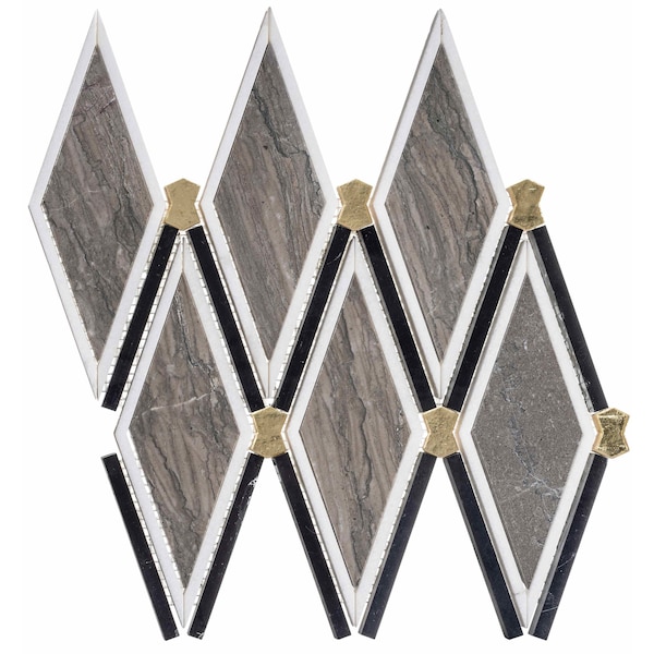 Andova Tiles SAMPLE-Valiant Diamond Shaped Glass and Stone Mosaic Wall Tile SAM-ANDVAL945 - main